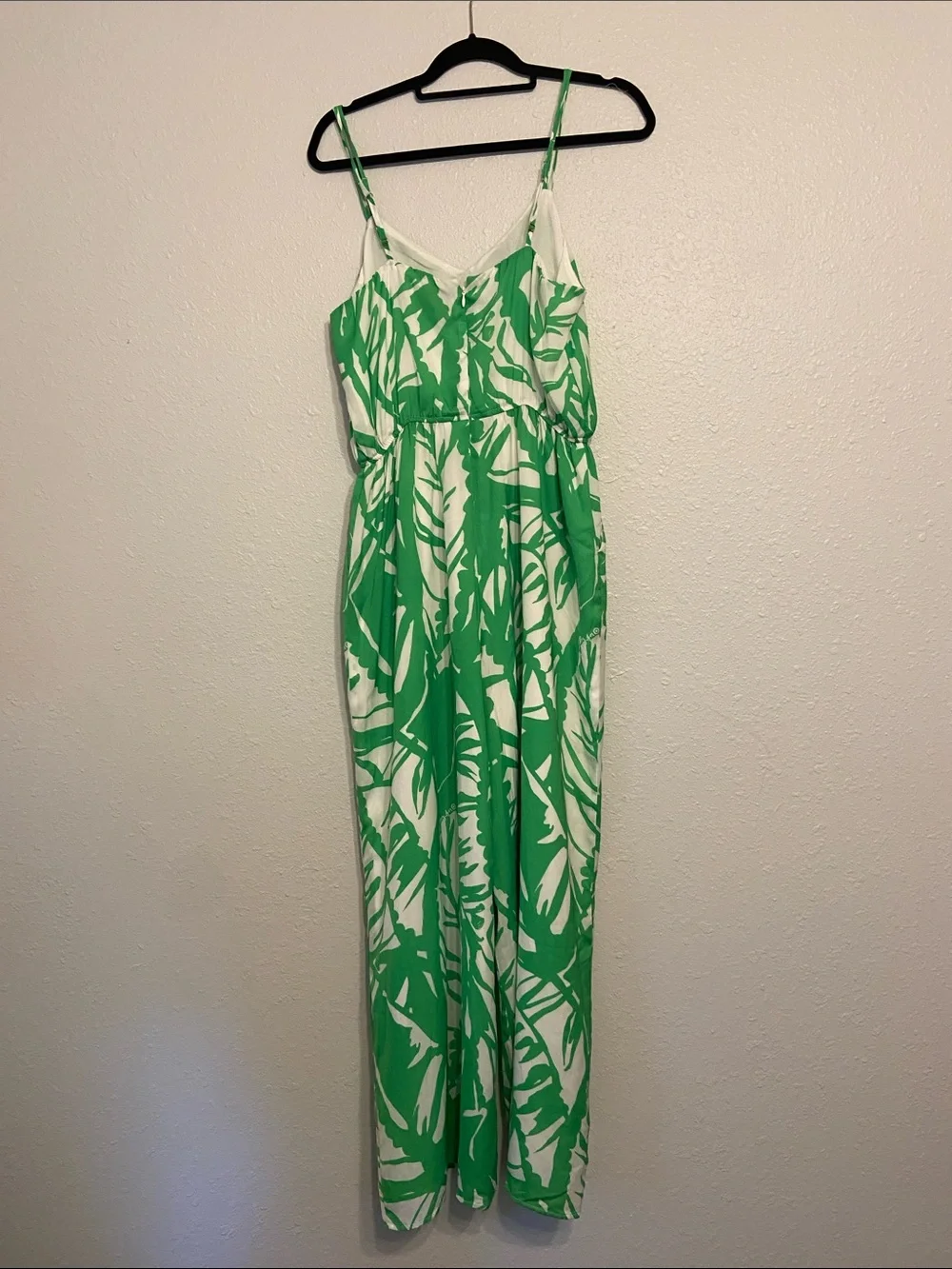 Lilly Pulitzer for Target Green & White Botanical Print Wide Leg Jumpsuit Sz L